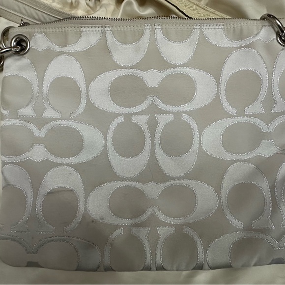 Coach Poppy Signature Fabric Silver/ Ivory Shoulder Bag - Picture 5 of 8